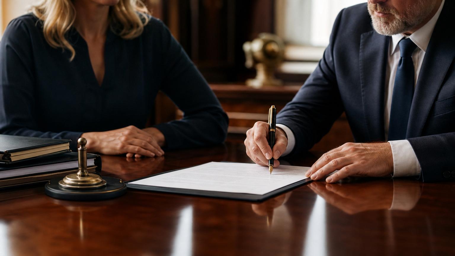 ทนายความ Notary Public ลงลายมือชื่อและประทับตรารับรองเอกสาร
